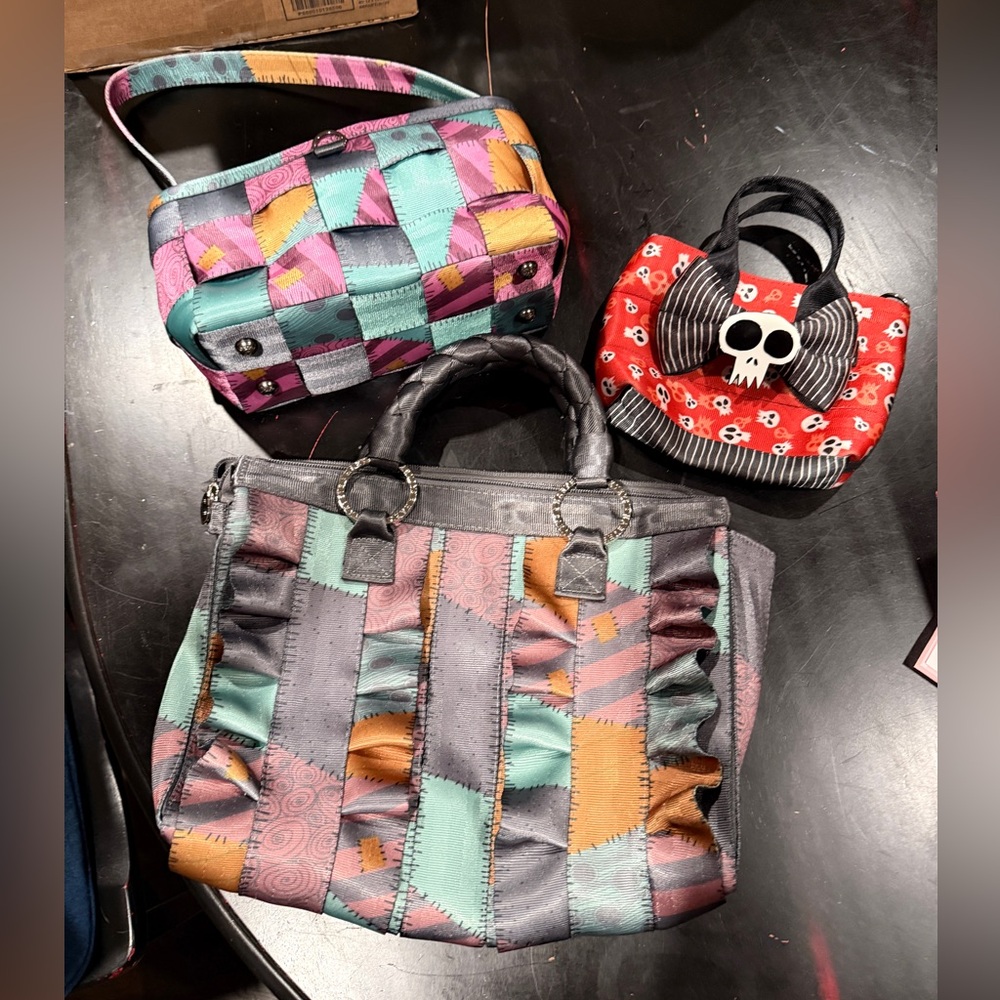 Harveys Lot of 3 Disney Nightmare Before Christmas Sally Lola, Baguette &Skulls